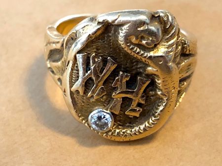 14k Gold Ring Dragon with Initials WH and Diamond 7.jpg