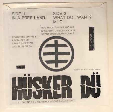 2nd Single Husker Du In a Free Land on New Alliance Records – NAR 010 Near Mint Sleeve and Record 1982 7.jpg