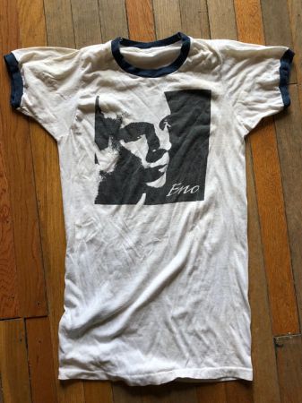 Vintage Circa 1980 Brian Eno T Shirt Ringer Shirt Before and