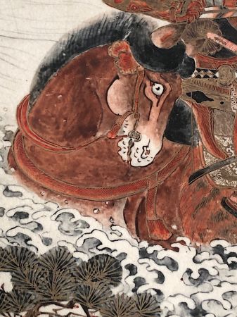 Meiji Period Kutani Charger with Nasu no Yoichi on Horseback 5.jpg