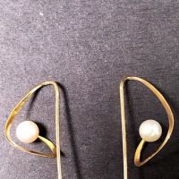 14K Gold Modernist Desgined Earrings with Pearl 2 (in lightbox)