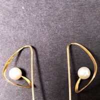 14K Gold Modernist Desgined Earrings with Pearl 2.jpg