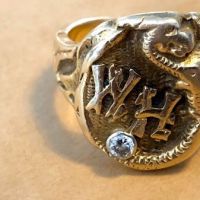 14k Gold Ring Dragon with Initials WH and Diamond 7.jpg