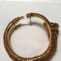 18k Gold Etruscan Revival Ram's Head Bracelet Earrings and Brooch Set 9.jpg