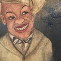 1920s Painting on Board Afrcian American Man with Beret Folk Art Frame 5.jpg