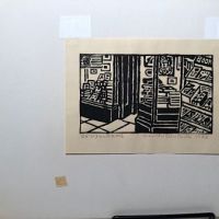 1963 Un'ichi Hiratsuka Woodcut Block Print Old Georgetown Bookstore 10.jpg