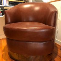 2 Vintage Mid Century Designed Karl Springer Leather Lounge Chairs Circa 1980s 1.jpg