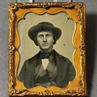Ambrotype Ninth Plate Man In Hat Name on Back 1.jpg