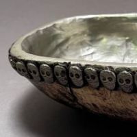 Antique Tibetan Kapala Skull Cap Lined in Silver and Silver Skulls 6.jpg