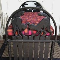 Art Deco Era Cast Iron Bench With Black Cats on Fence 15.jpg