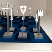 Austin Cox Enterprises Modernist Chess Set 1962 Aluminum Alcoa 14.jpg