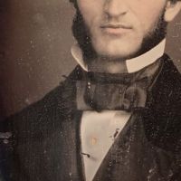 Daguerreotype of man with large square bowtie  stamped Pollack Balto 8.jpg