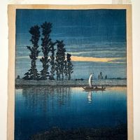 Evening at Ushibori by Hasui 2nd Edition Numbered 1 (in lightbox)