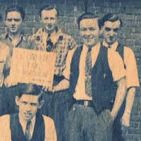 Group of Cyanotype Snapshots Factory Workers Goofing Around Man Bending Over 9.jpg