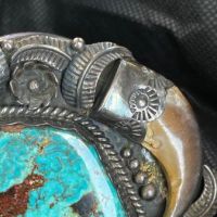 Navajo Bear Claw and Turquoise Massive Cuff 3.jpg