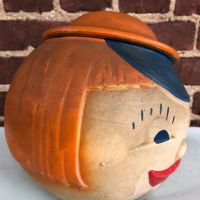 Robinson Ransbottom Cookie Jar Young Girl with US Doughboy Hat Lid 7.jpg